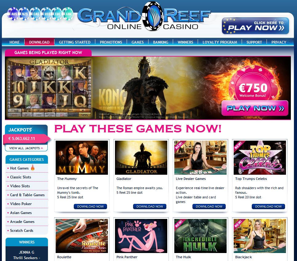 Grand Reef Casino Online Amex
